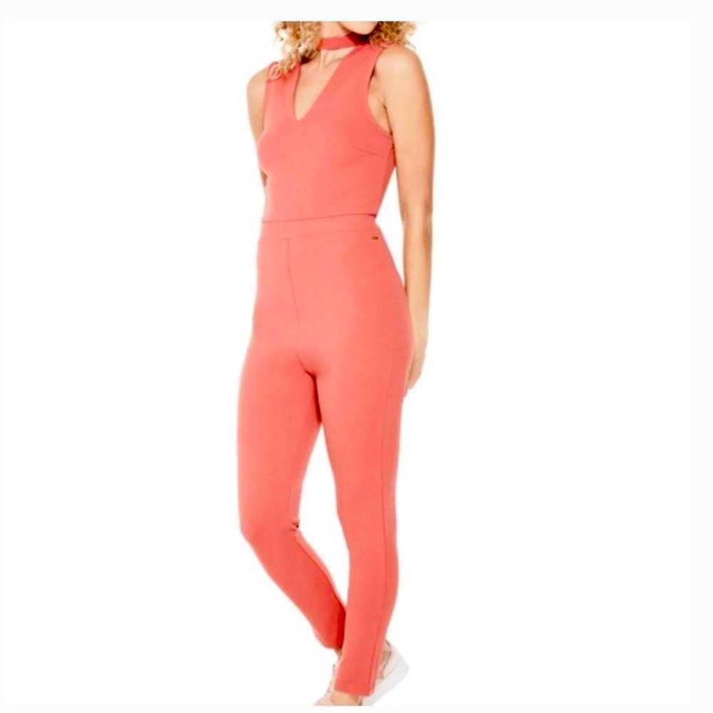 GUESS Pink Nude Choker Jumpsuit Size XS